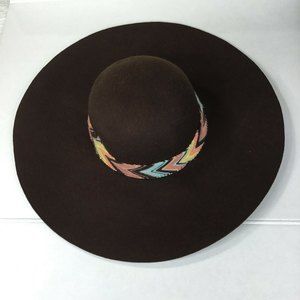 Missoni for Target Women's Floppy Brown 100% Wool Felt Hat Boho Hippy Zig Zag